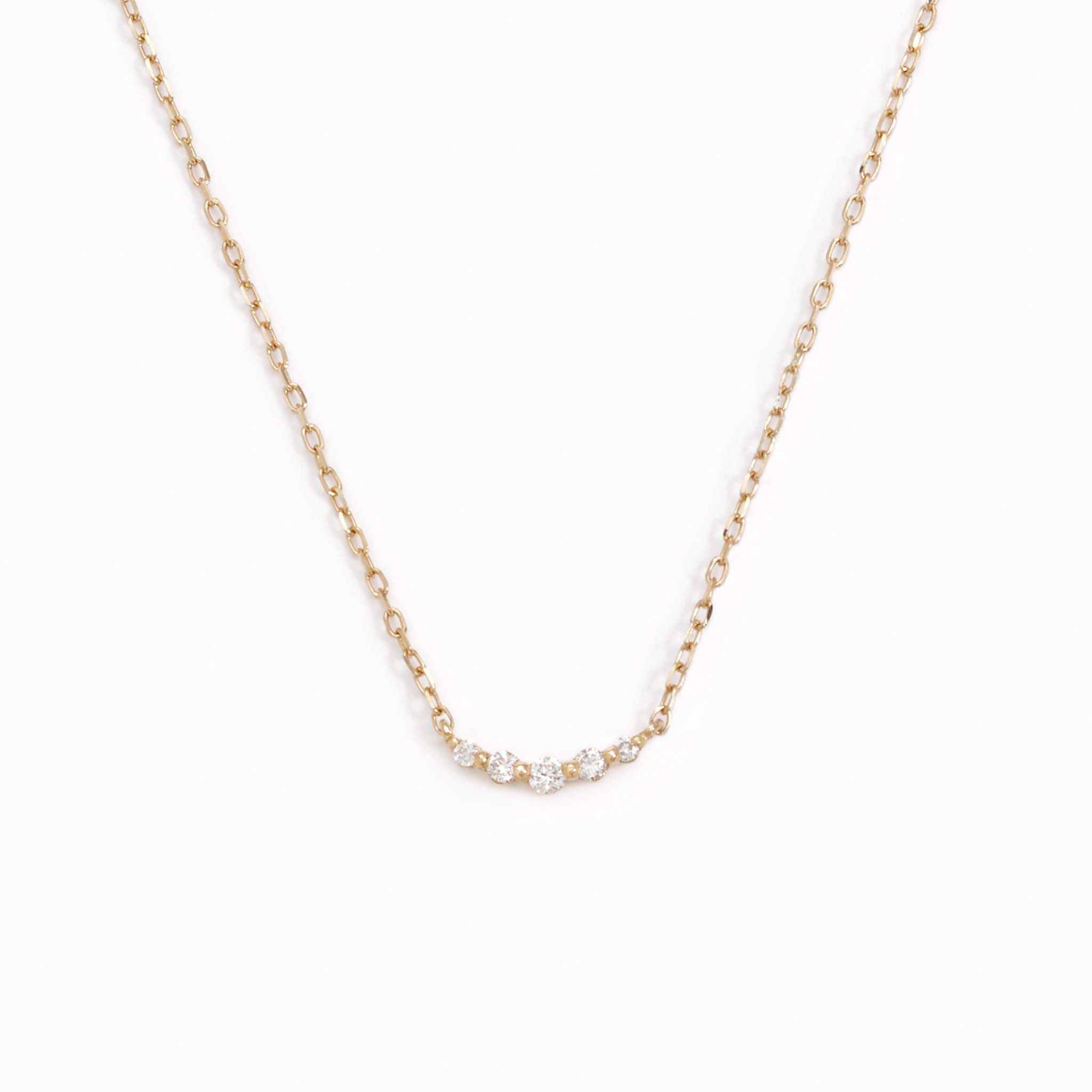 14k Gold Diamond Curved Bar Necklace - Jemma