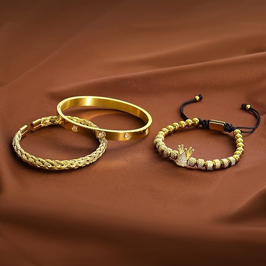 14K Gold Luxury Royal King Crown Bracelets