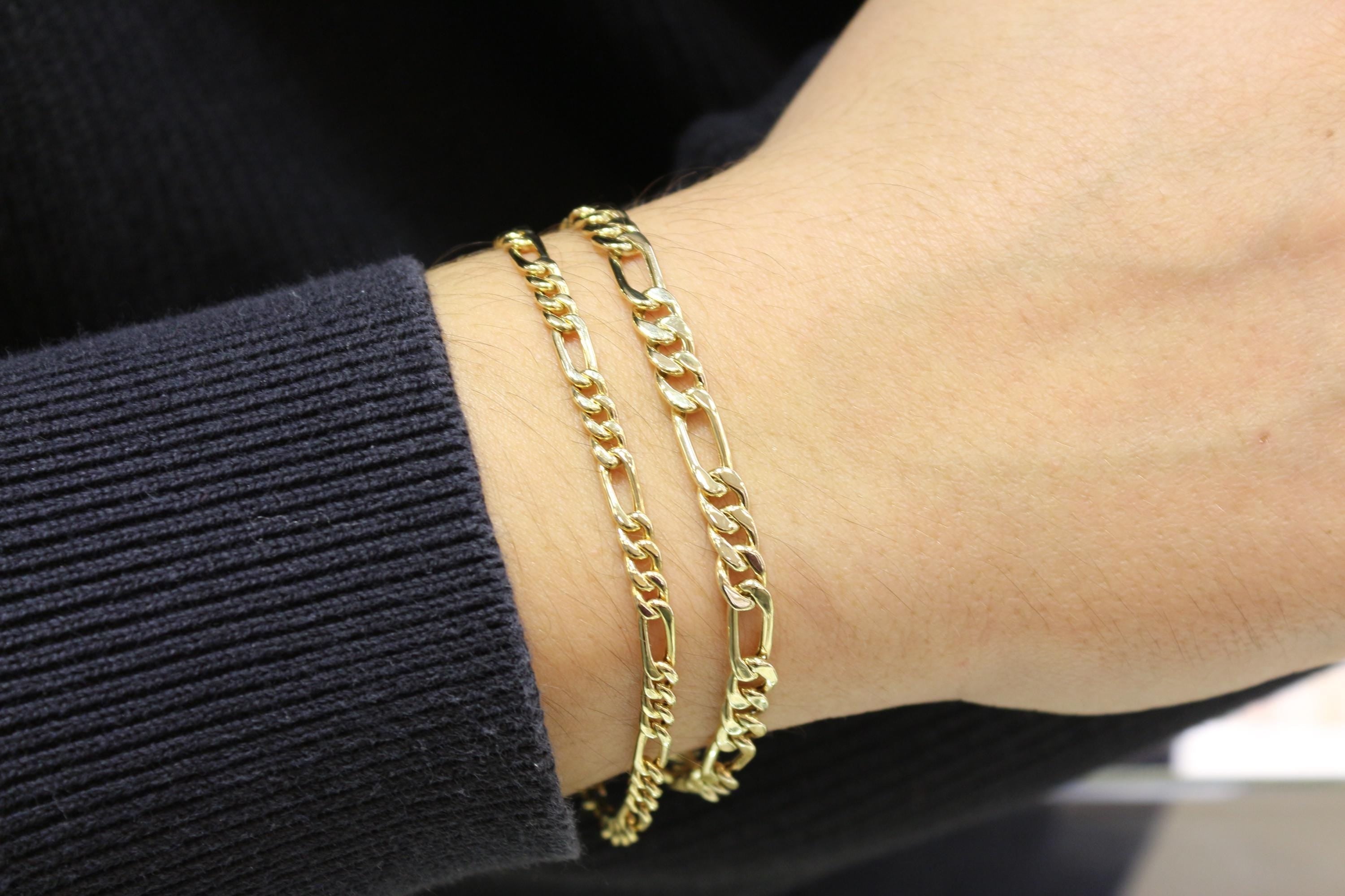 14k Gold Figaro Chain Bracelet