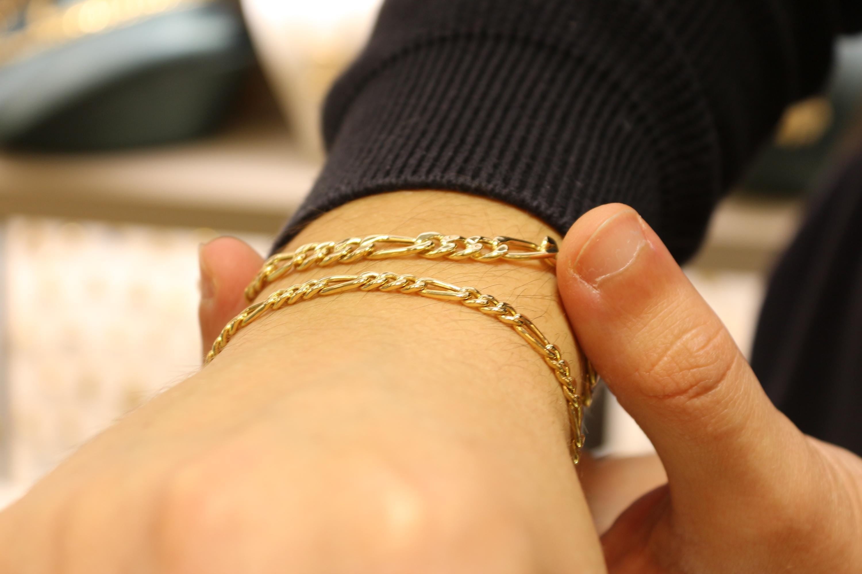 14k Gold Figaro Chain Bracelet