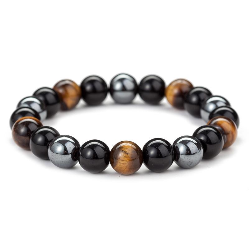 Triple Protection Bracelet - Tiger's Eye. Obsidian. Hematite
