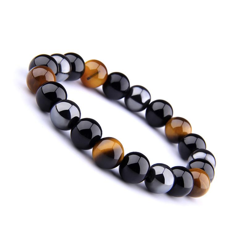 Triple Protection Bracelet - Tiger's Eye. Obsidian. Hematite