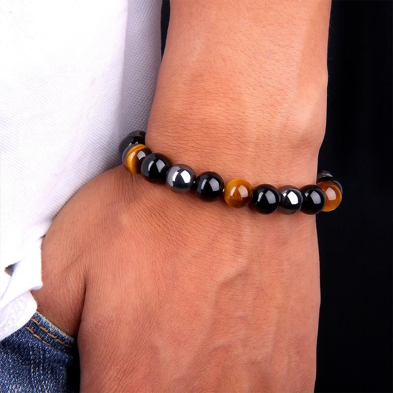Triple Protection Bracelet - Tiger's Eye. Obsidian. Hematite