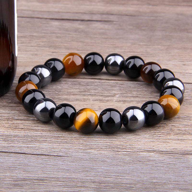 Triple Protection Bracelet - Tiger's Eye. Obsidian. Hematite