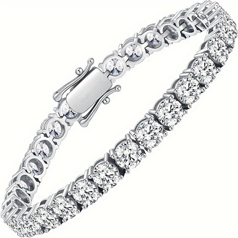 Moissanite Tennis Bracelet 18k White Gold Plated 925 Sterling Silver