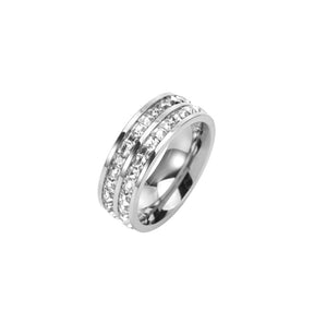 Luxury Double Row Square Zirconia Titanium Couple's Ring