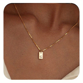 14K Gold Plated Letter Necklace Dainty Gold Name Necklace