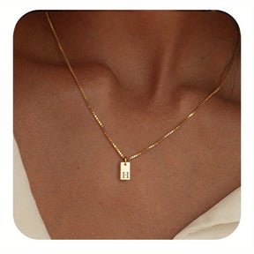 14K Gold Plated Letter Necklace Dainty Gold Name Necklace