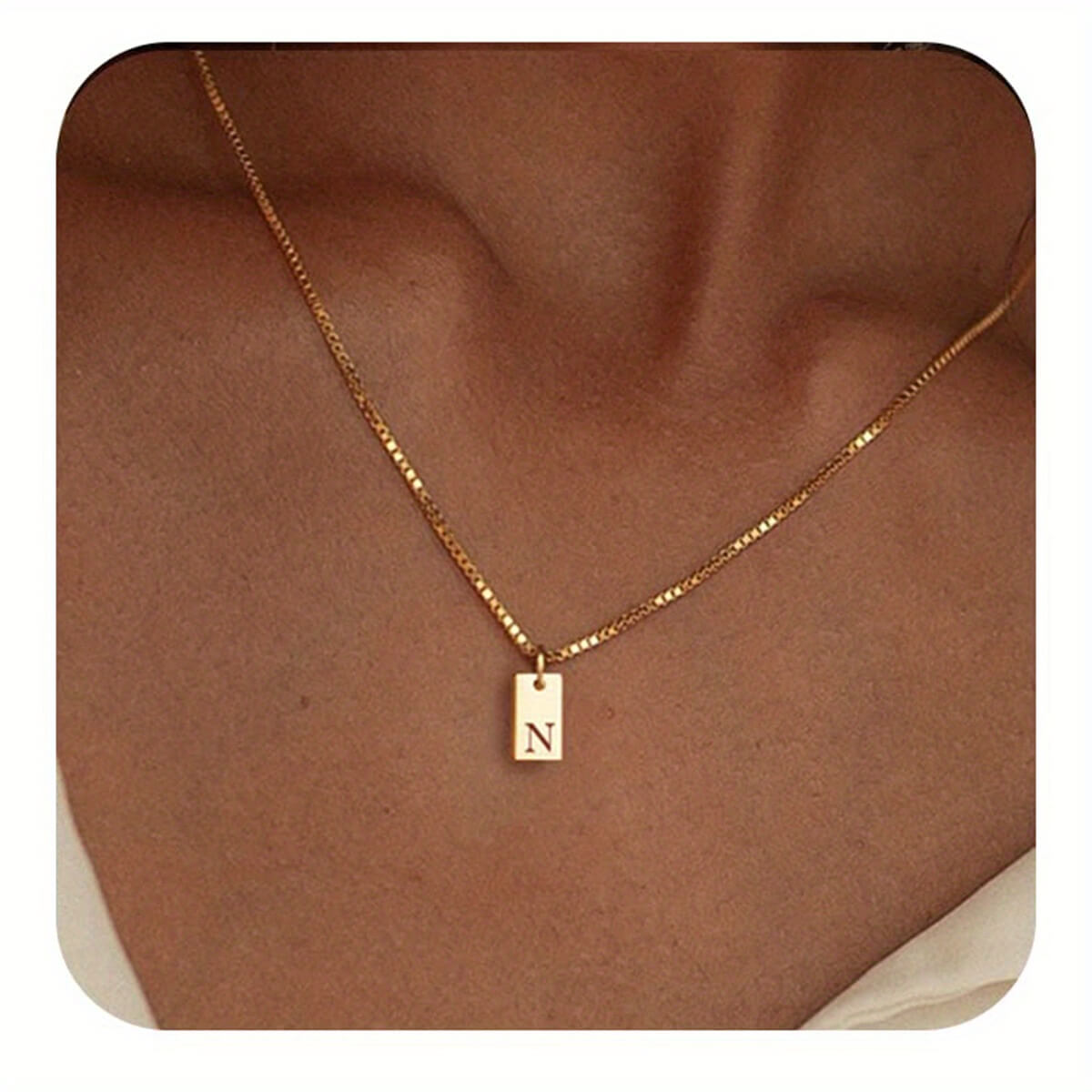 14K Gold Plated Letter Necklace Dainty Gold Name Necklace