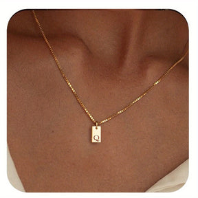 14K Gold Plated Letter Necklace Dainty Gold Name Necklace