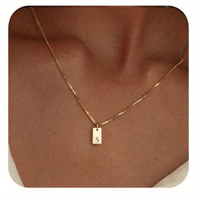 14K Gold Plated Letter Necklace Dainty Gold Name Necklace