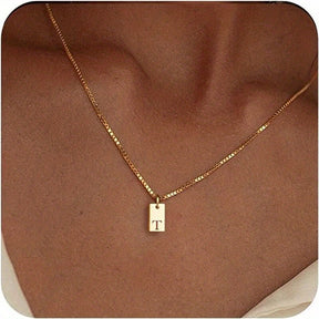 14K Gold Plated Letter Necklace Dainty Gold Name Necklace