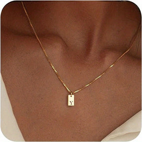 14K Gold Plated Letter Necklace Dainty Gold Name Necklace