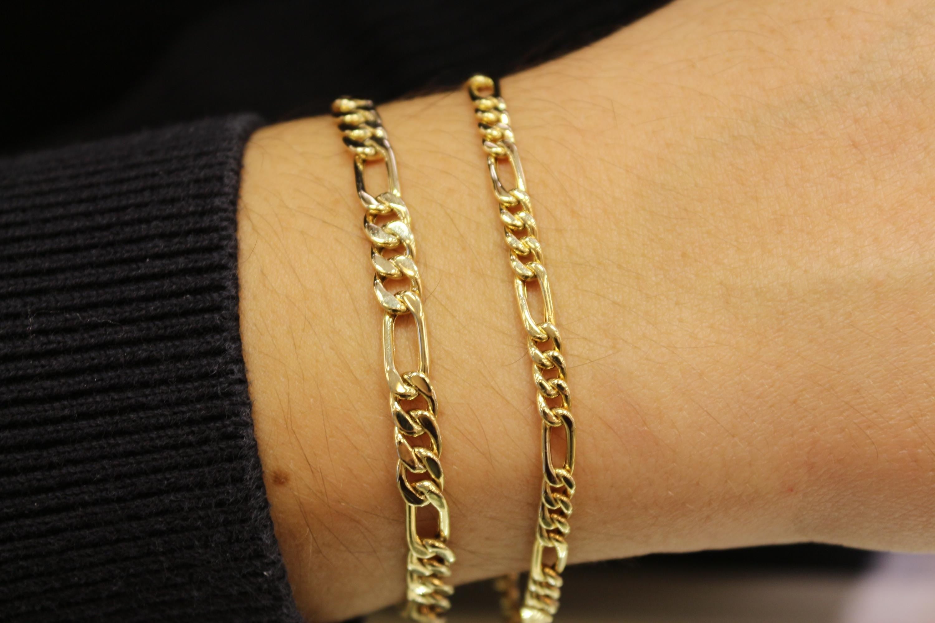 14k Gold Figaro Chain Bracelet