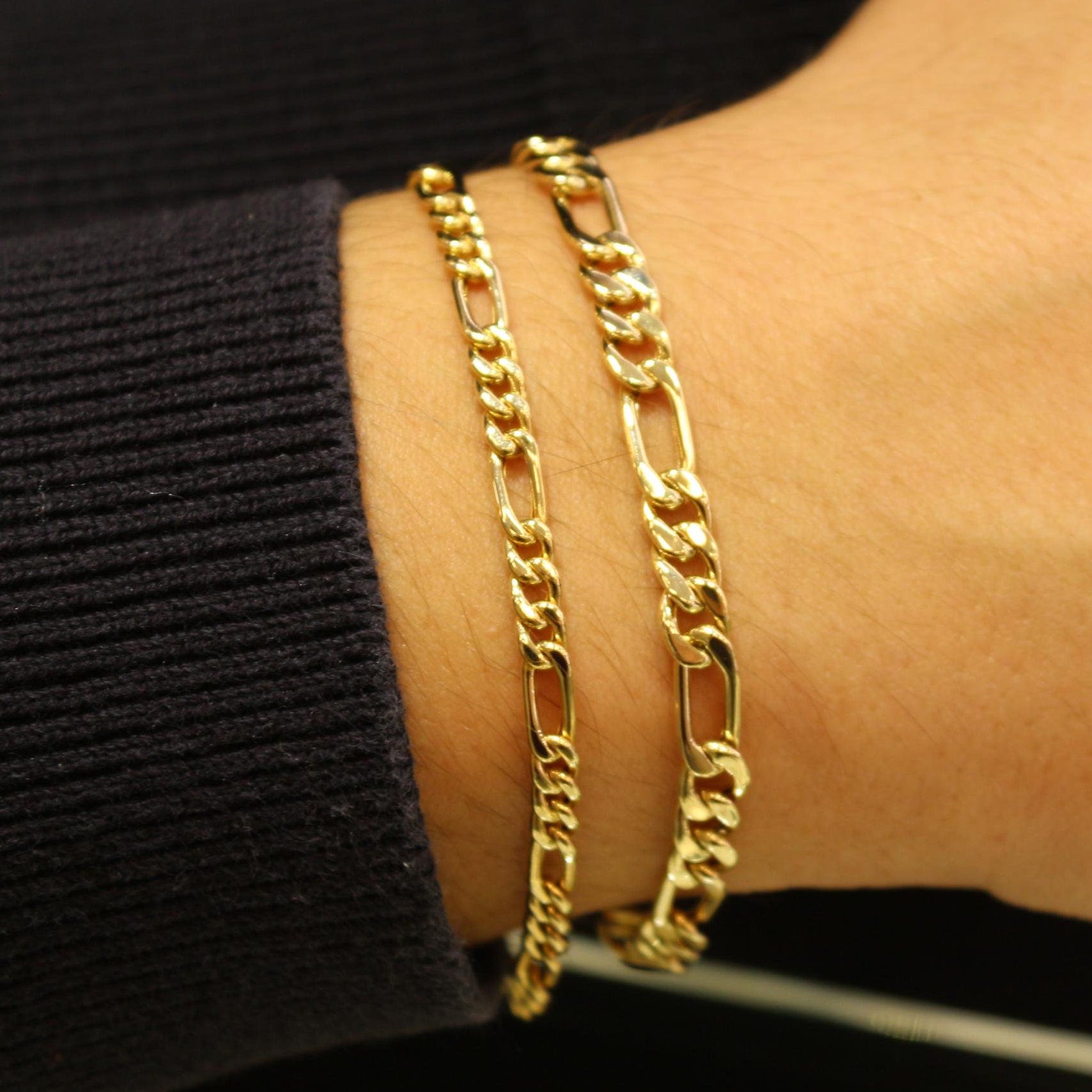 14k Gold Figaro Chain Bracelet