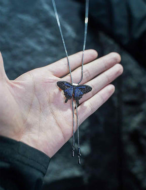 Blue Butterfly Multi-Shape Brooch Sweatshirt Chain