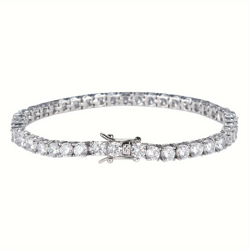 Moissanite Tennis Bracelet 18k White Gold Plated 925 Sterling Silver