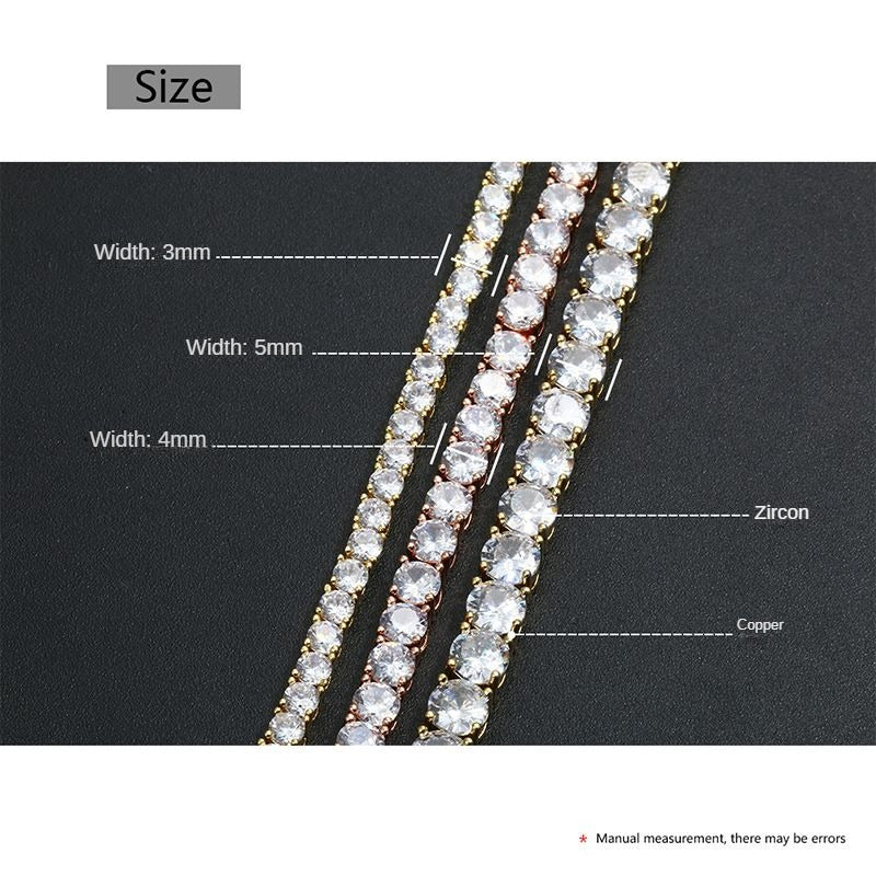 3mm 4mm 5mm Zirconia Tennis Chain Bracelet