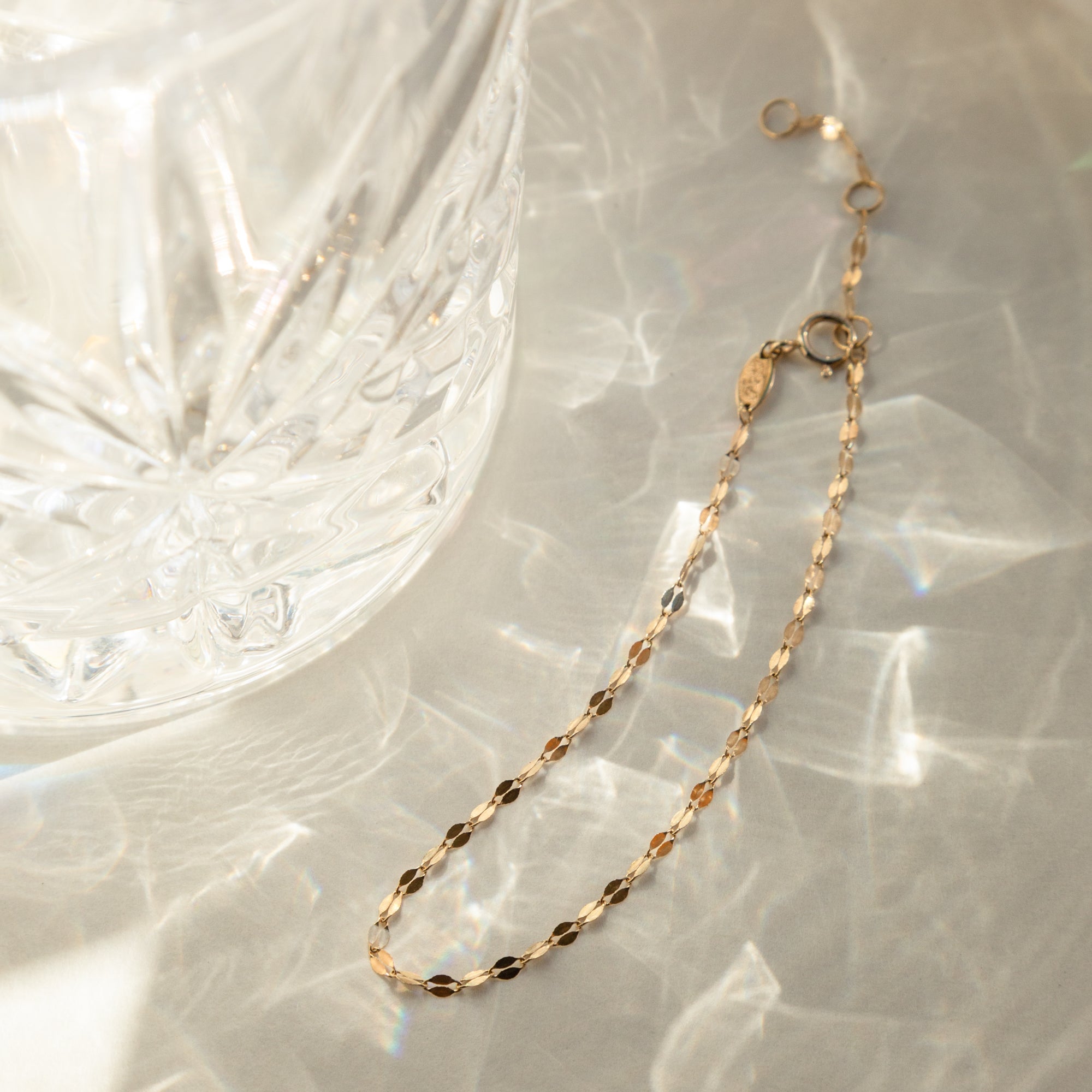 14K Gold Petal Chain Bracelet