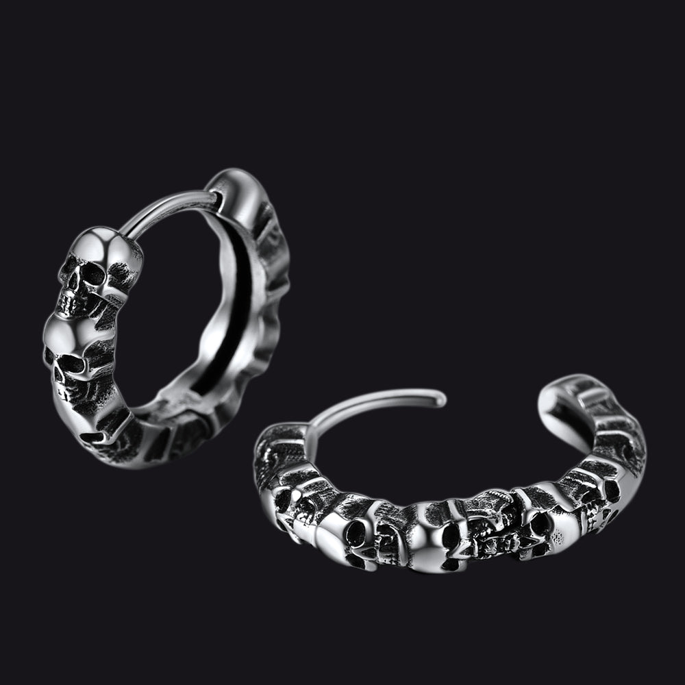 EwigJewels Skull Huggie Hoop Earrings For Men Women