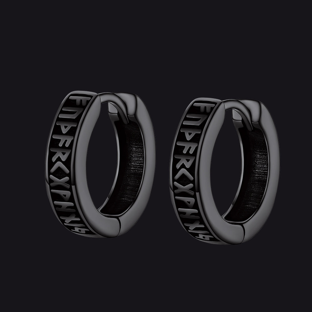 EwigJewels Norse Viking Runes Hoop Earrings For Men Women