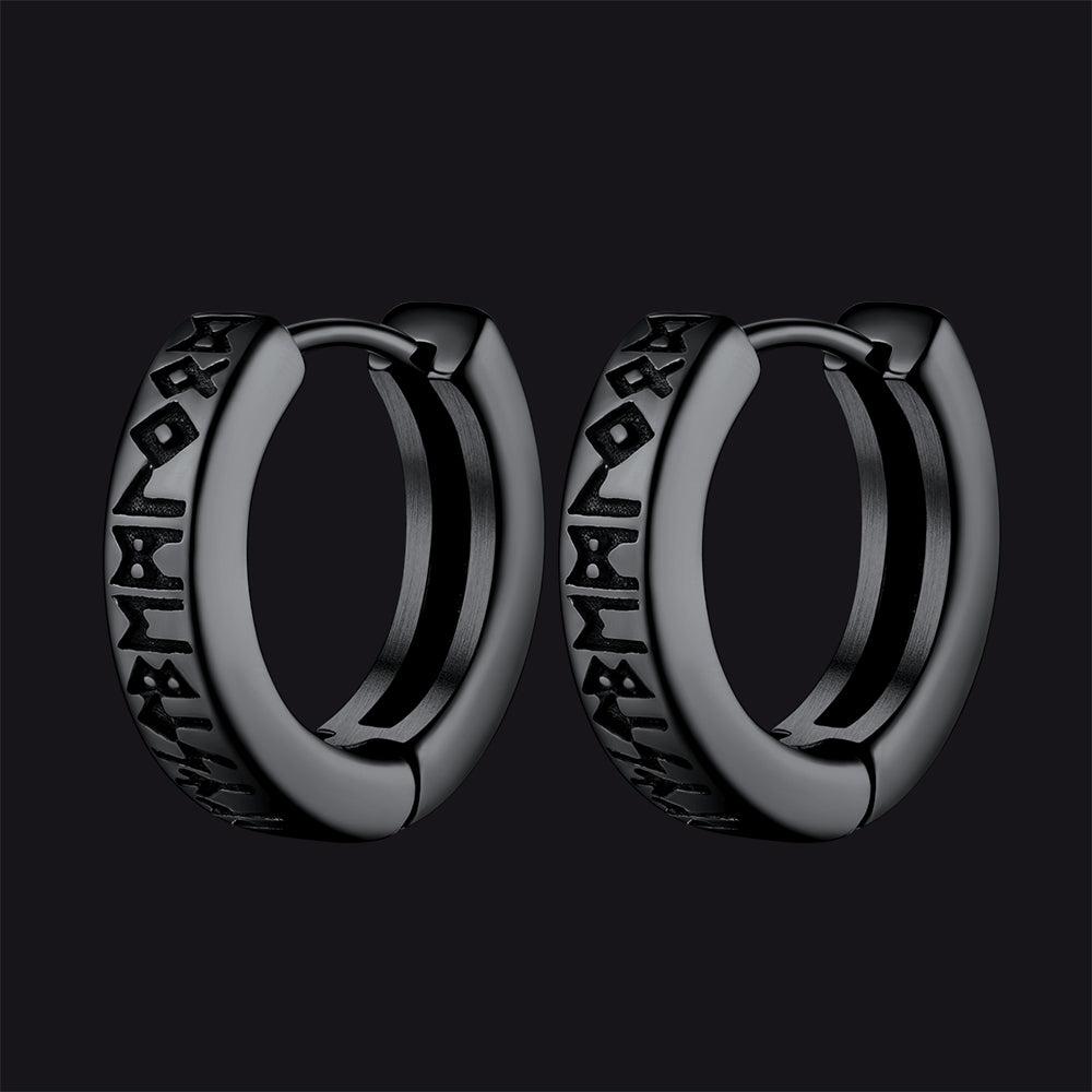 EwigJewels Norse Viking Runes Hoop Earrings For Men Women