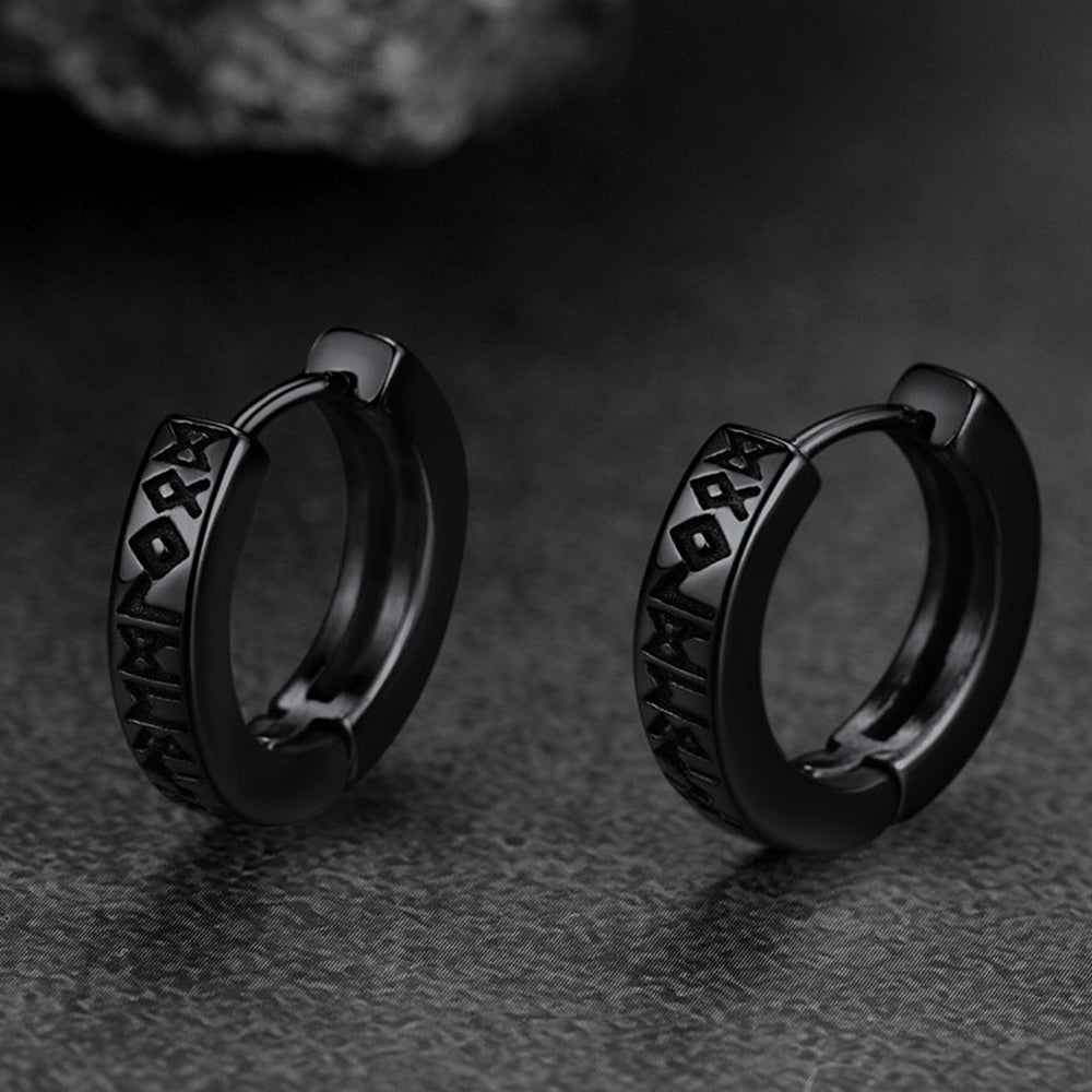 EwigJewels Norse Viking Runes Hoop Earrings For Men Women