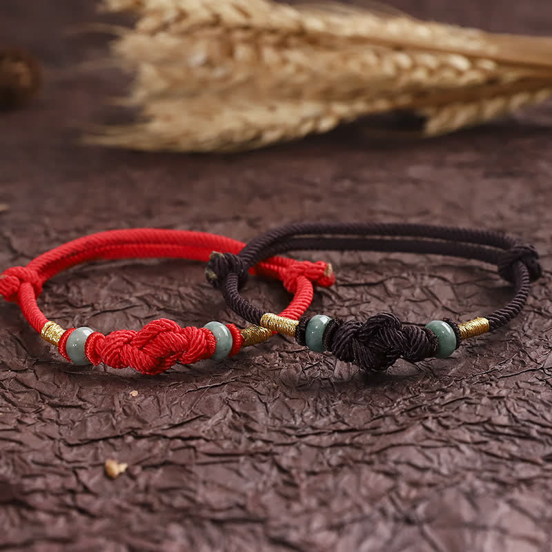 EwigJewels Red String Jade Luck Fortune Knot Braided Couple Bracelet