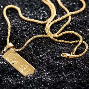 14k Gold Bar Pendant Necklace