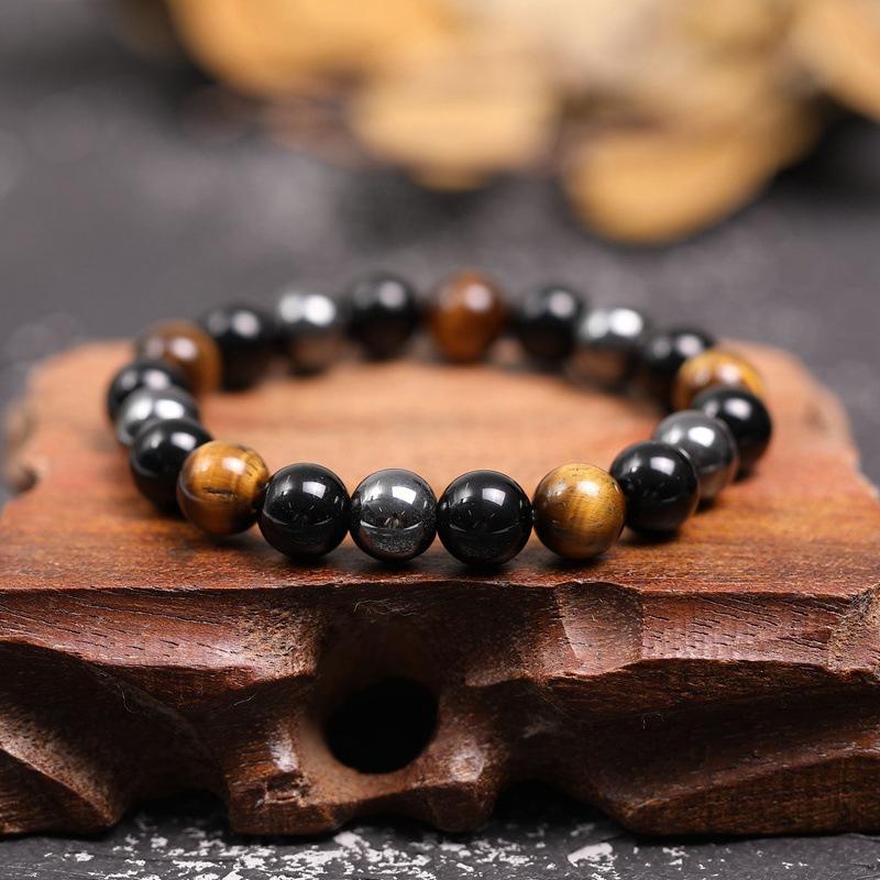 Triple Protection Bracelet - Tiger's Eye. Obsidian. Hematite