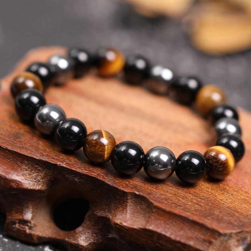 Triple Protection Bracelet - Tiger's Eye. Obsidian. Hematite