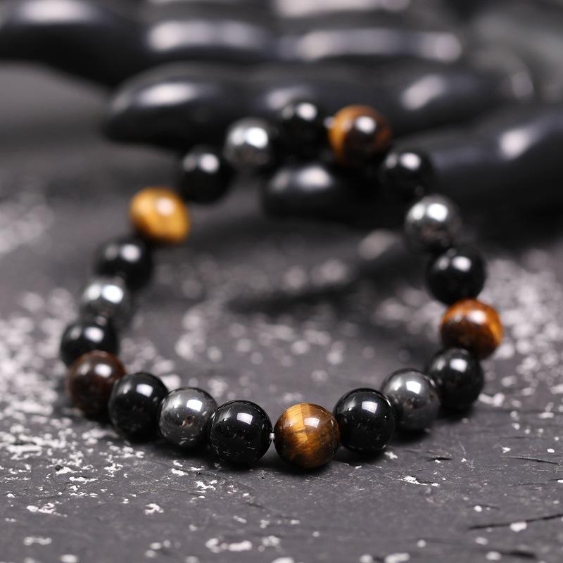 Triple Protection Bracelet - Tiger's Eye. Obsidian. Hematite