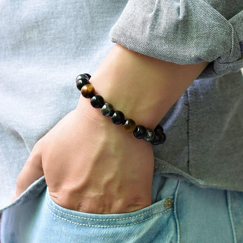 Triple Protection Bracelet - Tiger's Eye. Obsidian. Hematite