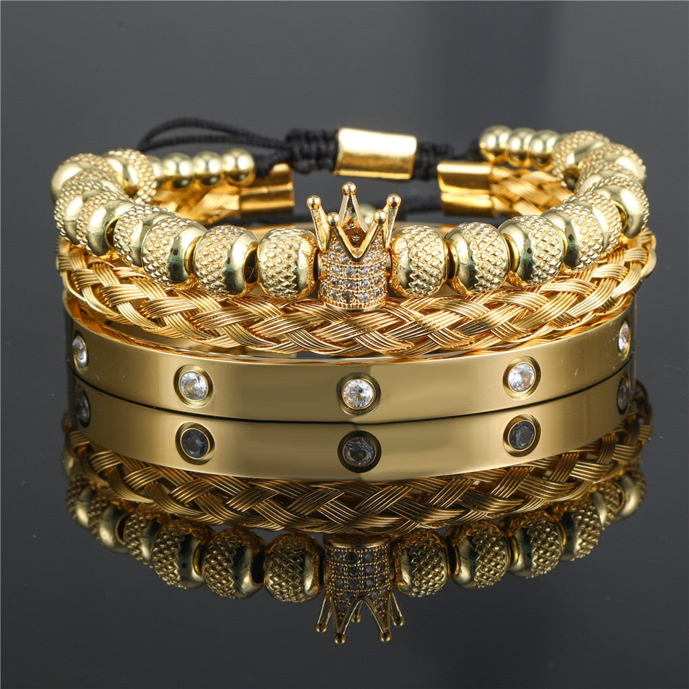 14K Gold Luxury Royal King Crown Bracelets