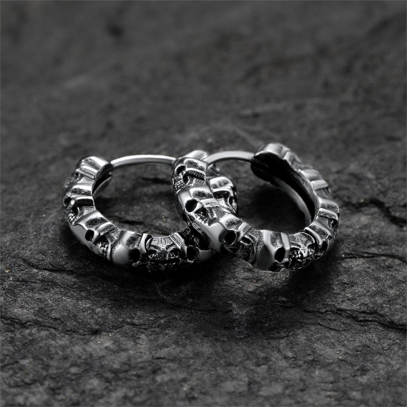 EwigJewels Skull Huggie Hoop Earrings For Men Women