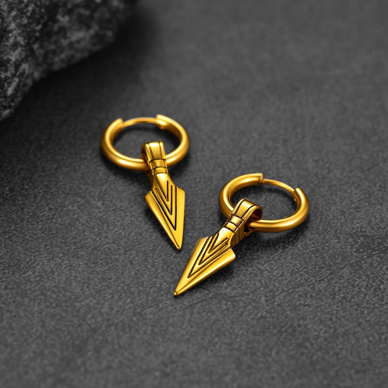 EwigJewels Punk Spear Arrowhead Drop Dangle Earrings For Men