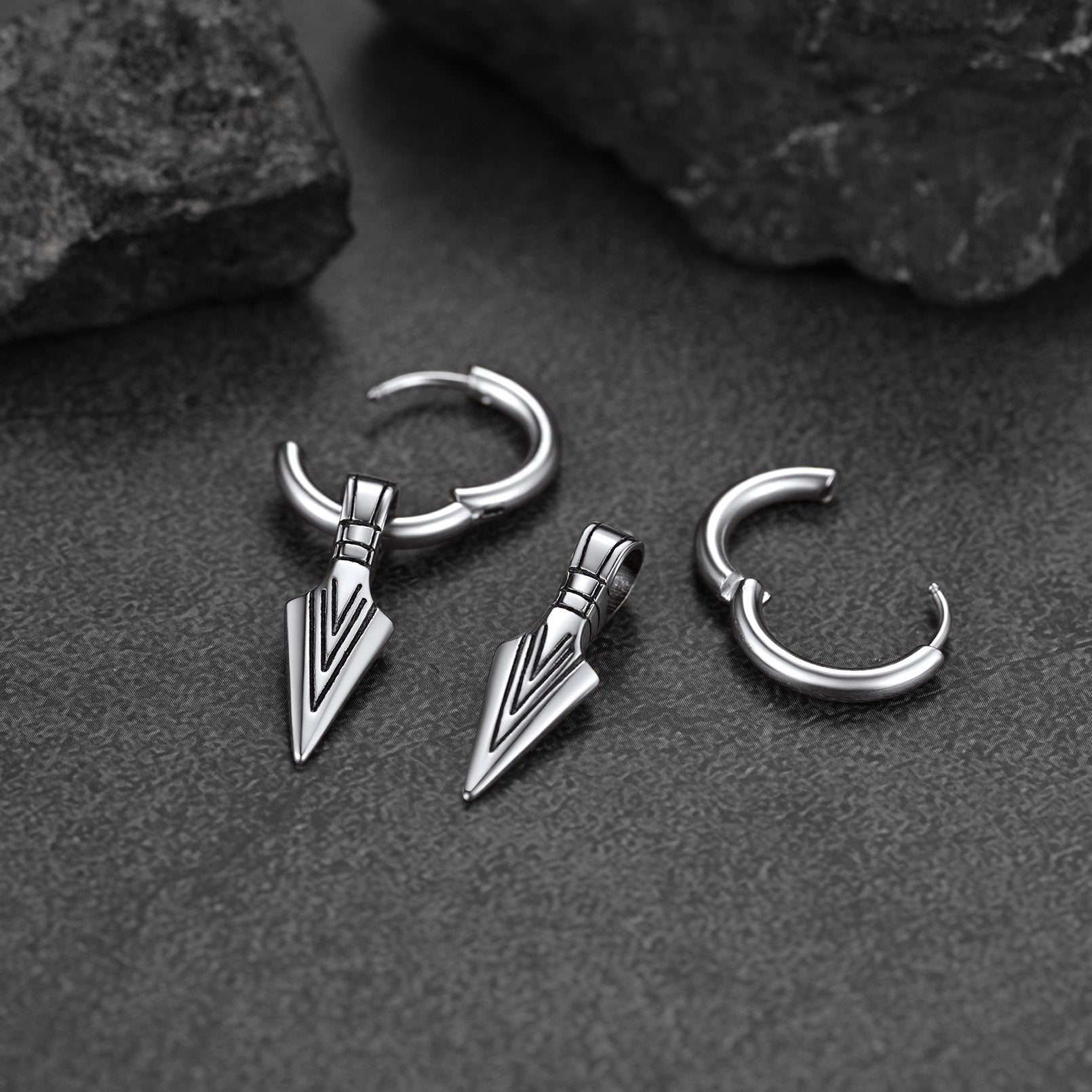 EwigJewels Punk Spear Arrowhead Drop Dangle Earrings For Men