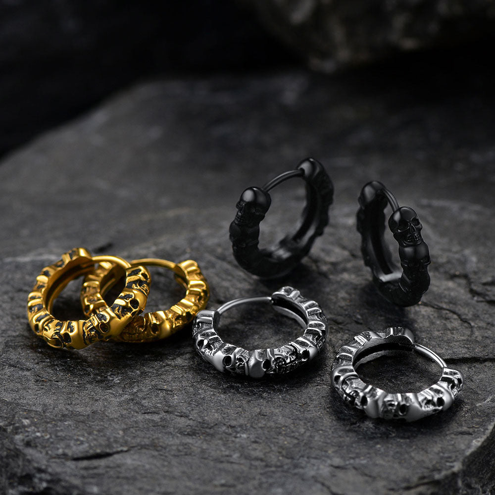 EwigJewels Skull Huggie Hoop Earrings For Men Women