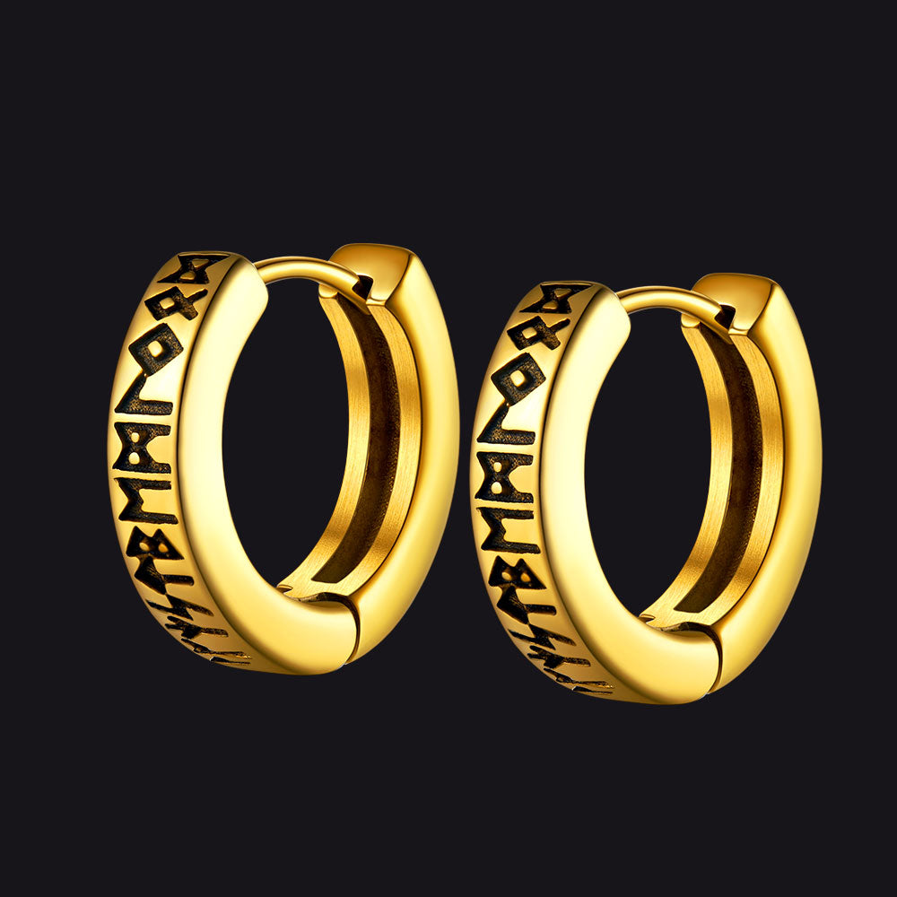 EwigJewels Norse Viking Runes Hoop Earrings For Men Women