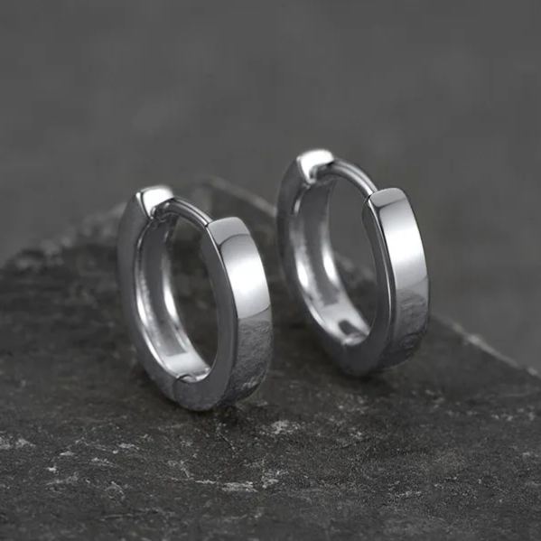 EwigJewels Sterling Silver Basic Huggie Hoop Earrings For Men